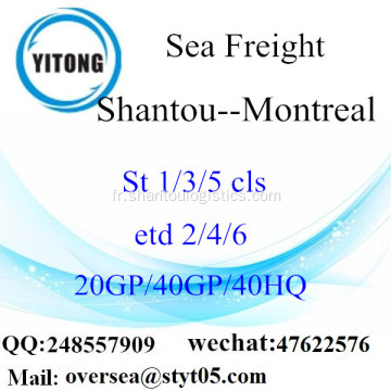 Fret maritime de Port de Shantou expédition à Montréal